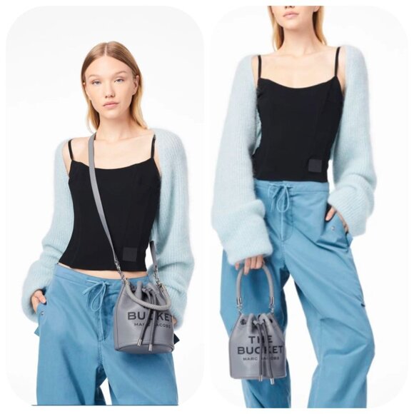NWT MARC JACOBS Leather Bucket Bag In Wolf Grey - Picture 6 of 15